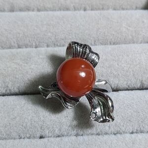Silver and Red Women's Jewelry Ring